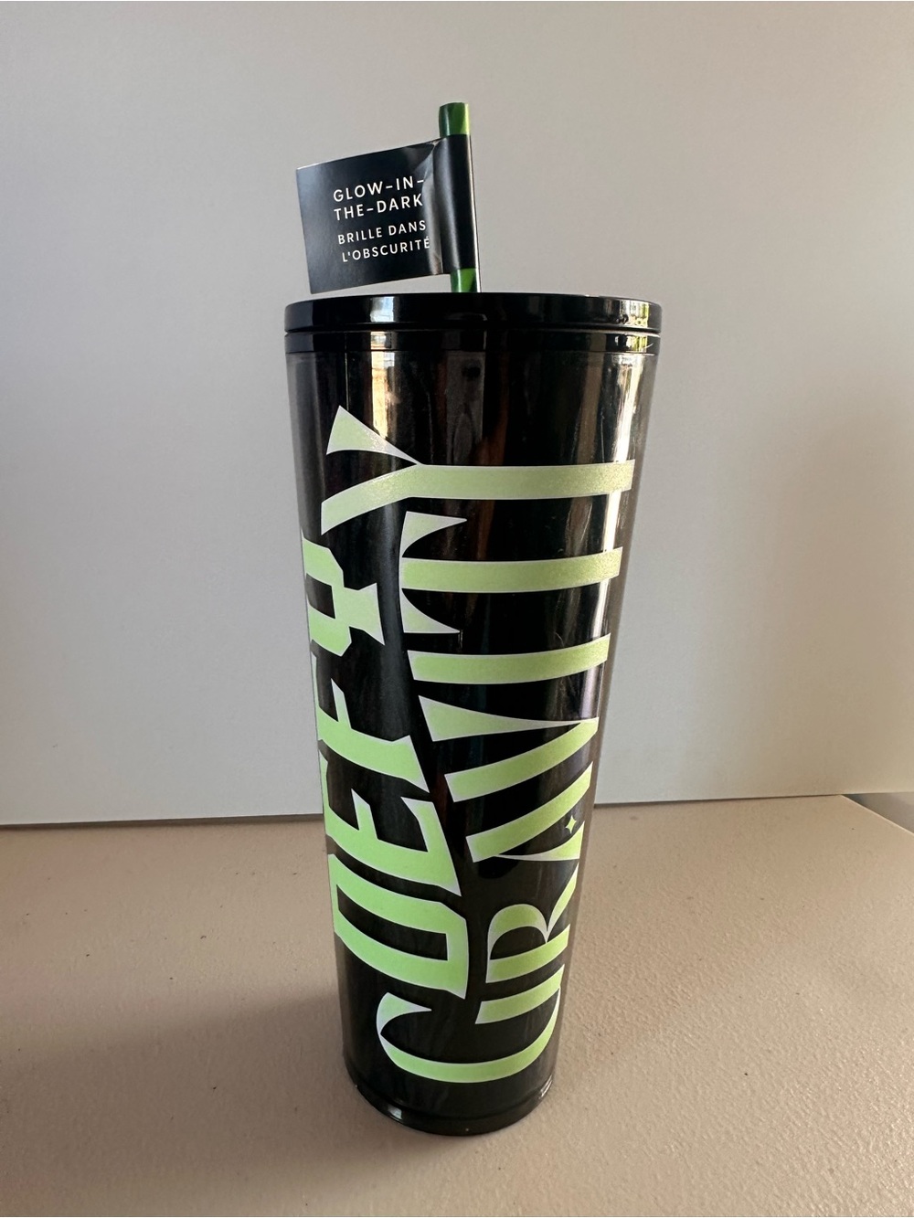 Wicked x Starbucks Glow-In-The-Dark Black Tumbler with Green Accent
